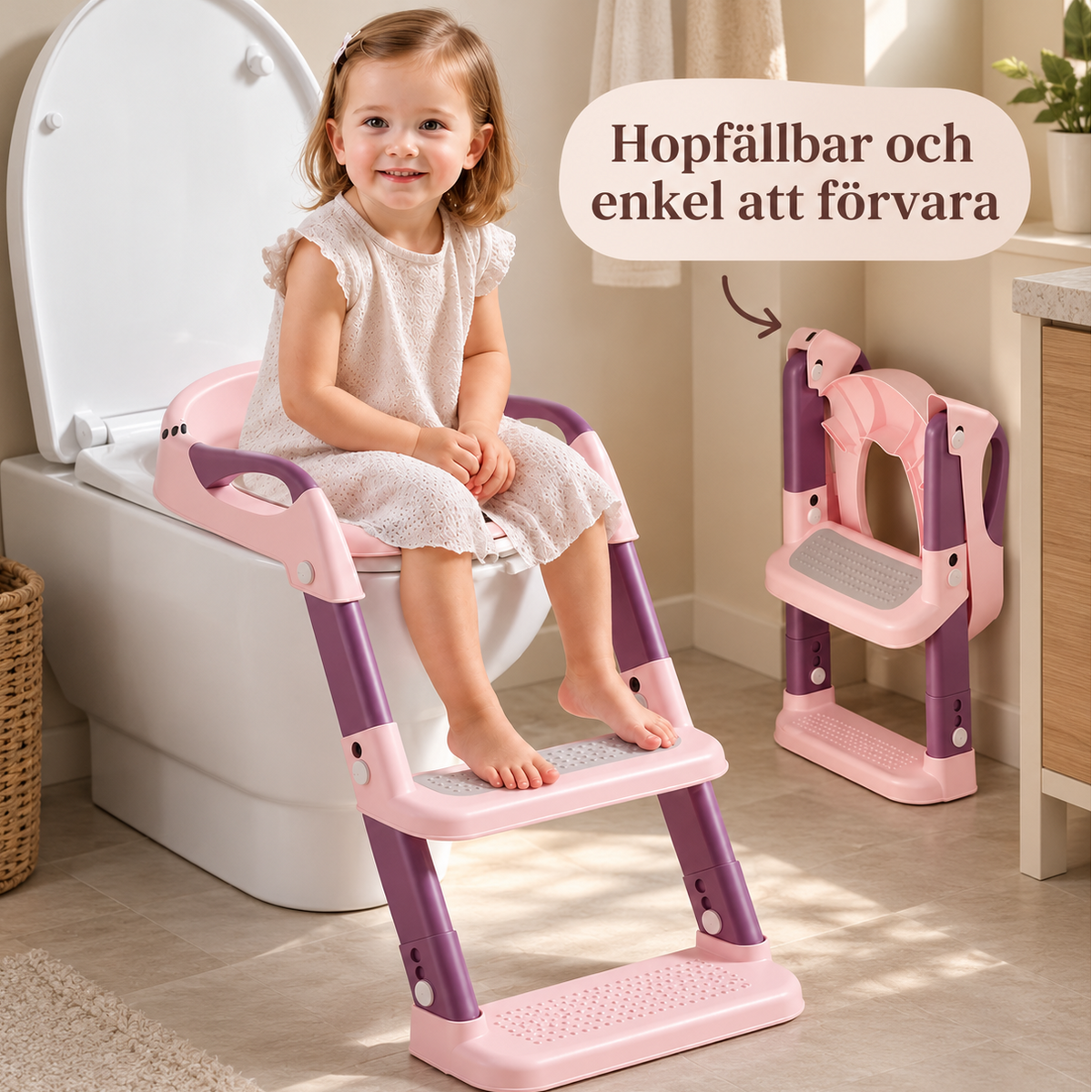 Toalettstege för barn med barnsits – halkfri pottträning
