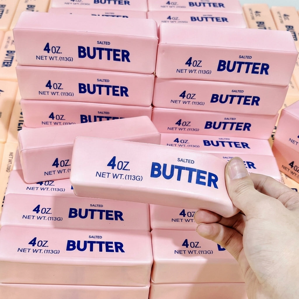 Rosa butter squishy som kläms i handen