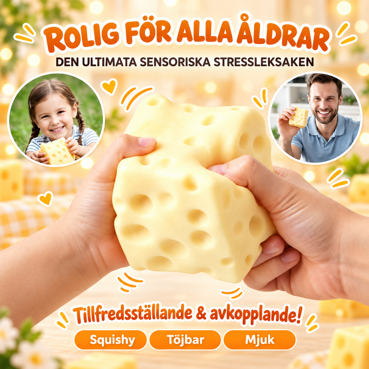 Rolig ost-squishy som stressleksak