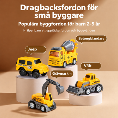 Bilbana med byggfordon för små upptäckare