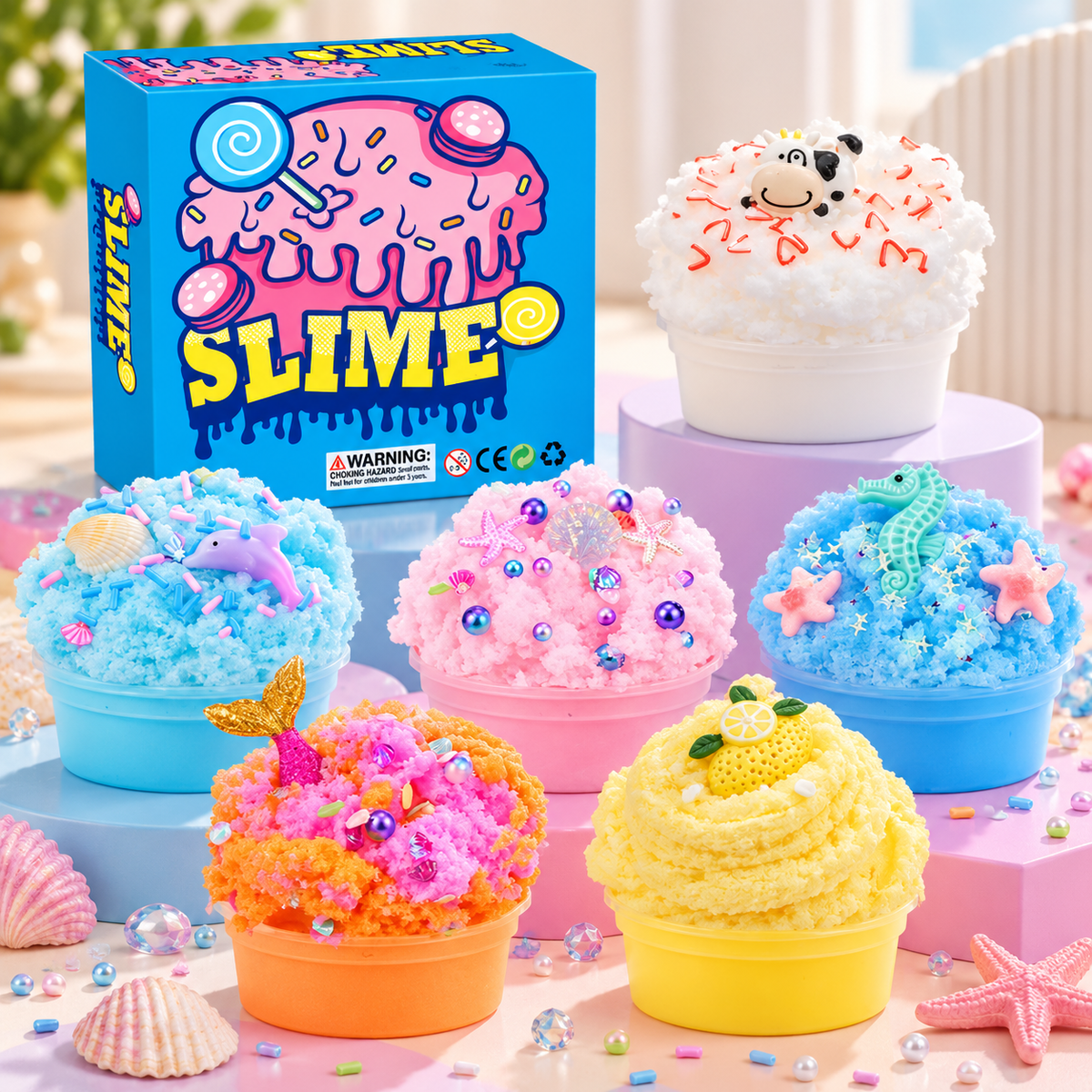 Fluffig lera för barn – 6 färger med figurer i presentlåda