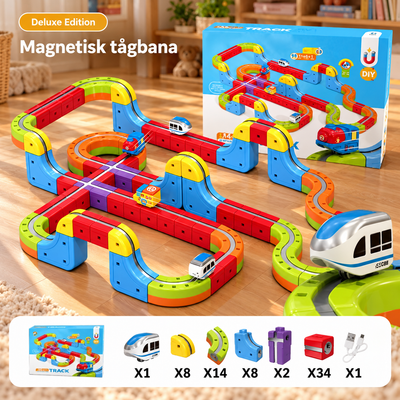Magnetisk bilbana Deluxe i soligt lekrum