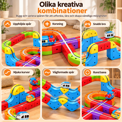 Kreativa banbyggen med magnetisk bilbana