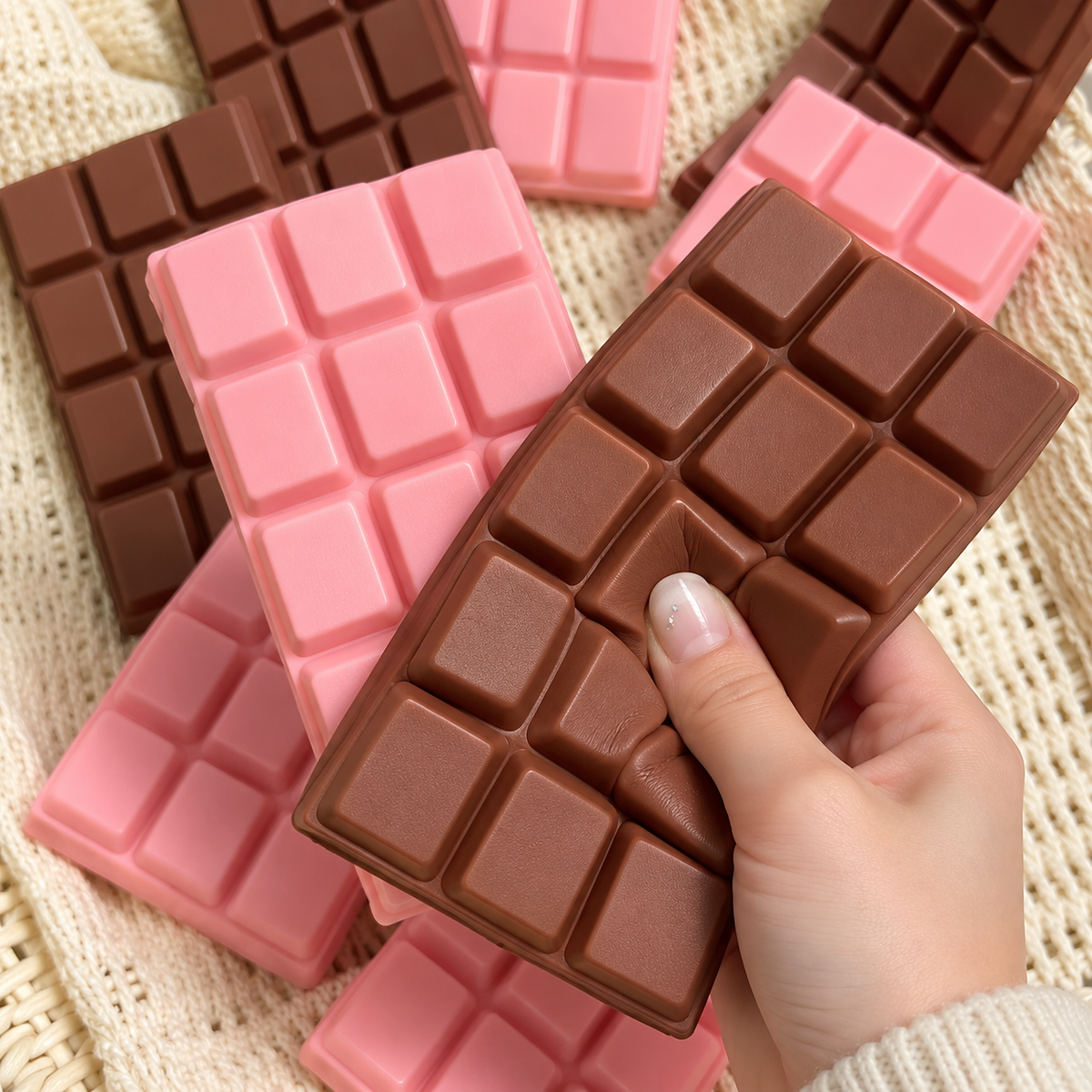 Squishy-choklad i brunt och rosa
